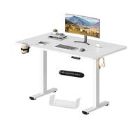 SANODESK Bureau Assis Debout Électrique Plateau Complet, Bureau Debout Réglable en Hauteur avec Système Anti-Collision, 110x54cm, Fonction Mémoire 4 Hauteurs, Passe-câbles et Boîte de Rangement, Blanc
