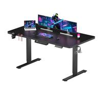 SANODESK Bureau Gaming Réglable en Hauteur 140x60 cm, Bureau Assis Debout, Table Électrique avec Fonction de Mémoire,Fonction de Rappel de Sédentarité, Noir