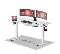 SANODESK Bureau Gaming Réglable en Hauteur 140x60 cm, Bureau Assis Debout, Table Électrique avec Fonction de Mémoire,Fonction de Rappel de Sédentarité, Blanc