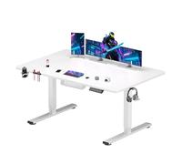 SANODESK Bureau Gaming Réglable en Hauteur 180x80 cm, Bureau Assis Debout, Table Électrique Contrôle à Fonctions Mémoires avec Crochet, Blanc