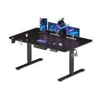 SANODESK Bureau Gaming Réglable en Hauteur 180x80 cm, Bureau Assis Debout, Table Électrique Contrôle à Fonctions Mémoires avec Crochet, Noir