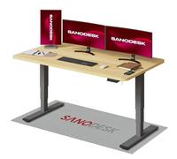 SANODESK EC4 Bureau Assis Debout(160x80cm), Bureau Réglable en Hauteur avec 2 Moteurs Puissants, Table Électrique avec Commande à mémoire et 3 Colonnes(Cadre Noir+Plateau Érable)