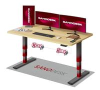 SANODESK EC4 Bureau Assis Debout(160x80cm), Bureau Réglable en Hauteur avec 2 Moteurs Puissants, Table Électrique avec Commande à mémoire et 3 Colonnes(Cadre Gris+Plateau Érable)