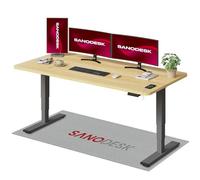 SANODESK EC4 Bureau Assis Debout(180x80cm), Bureau Réglable en Hauteur avec 2 Moteurs Puissants, Table Électrique avec Commande à mémoire et 3 Colonnes(Cadre Gris+Plateau Érable)
