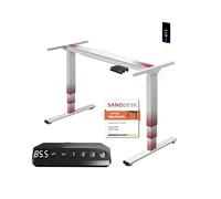 SANODESK EC4 Bureau Assis Debout Électrique à 3 COLONNES avec Double Moteur Bureau Réglable en Hauteur avec 4 Commandes à Mémoire - Convient à Tous Les Plateaux de Table, Charge 100kg, Blanc