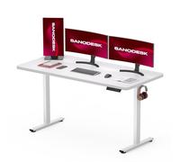 SANODESK Q1 Bureau Assis Debout 180 x 80 cm avec Plateau de Table Complet certifiées FSC, Bureau Réglable en Hauteur Électrique Une-Pièce avec 4 Préréglages de Mémoire, Panneau Intelligent, Blanc