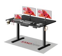 SANODESK QS 140x60cm Bureau Assis Debout Réglable en Hauteur avec Fonctions Mémoires, Bureau Debout Électrique Anti-Collision, Noir
