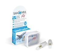 SANOHRA fly Bouchons d'oreilles pour adultes (GB/F/ES/IT) | Filtre breveté pour une compensation progressive de la pression, 24 dB, Réutilisables (jusqu'à 6 vols), Boîte de rangement