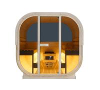 SANOTECHNIK Sauna extérieur Hanko - Sauna d'extérieur et cabine infrarouge pour 6 personnes 210 × 180 × 210 cm, four Harvia 8 kW, bois d'épicéa, verre ESG - N° d'article F60180