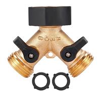 Sanpaint Lot de 2 raccords de tuyau d'arrosage en laiton robuste de 1,9 cm, débit limité à 1 voie (valve à 2 voies)