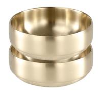 SANQIAHOME 47oz/8.3" Saladier en acier inoxydable de qualité 2pcs/set - Double paroi anti-brûlure, lavable au lave-vaisselle, grand bol de service pour la famille Bol à soupe doré de grande capacité