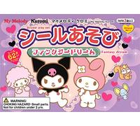 Sanrio My Melody Kuromi Stickers autocollants 62, scènes avec page de coloriage, 21,1 cm × 14,7 cm, Vinyle, Enfantin, Rose, Animé, Réutilisable