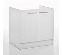 Sans marque Meuble de cuisine sous évier 2 portes blanc h.86cm l.80cm p. 60cm Blanc G