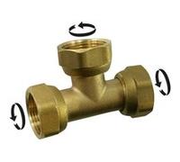 Sans marque Té triple à visser laiton F 12 x 17 pour tube en cuivre Cuivre G