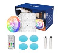 SANSI Éclairage De Piscine Avec Télécommande, éclairage RGB Haute Luminosité Pour Spa, Lampe LED submersible IP68, Autonomie Ultra-Longue, Fixation Magnétique Ou à Ventouse Pour Piscine,4Pack