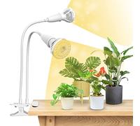 SANSI Lampe Horticole LED 20W pour Plantes d'Intérieur, Lampe de Plantes à Spectre Complet avec 2 Ampoules de Culture LED E27 4000K Détachables pour Germination Croissance Floraison Végétale - Blanc
