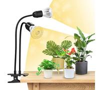 SANSI Lampe Horticole LED 20W pour Plantes d'Intérieur, Lampe de Plantes à Spectre Complet avec 2 Ampoules de Culture LED E27 4000K Détachables pour Germination Croissance Floraison Végétale - Noir