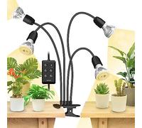 SANSI Lampe Horticole LED 4/8/12H Minuterie, Lampe de Croissance Complexe 600W Équivalent, 4 Ampoules E27 Culture Germination Plantes Intérieures