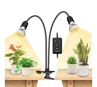 SANSI Lampe Horticole LED avec Minuterie 4/8/12H, Lampe de Croissance Plantes à Spectre Complet 300W Équivalent avec 2 Ampoules Plantes E27 pour Culture et Germination