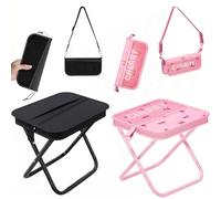 SansRealmL Lot de 2 tabourets pliants - Rouge et noir - Tabouret pliable portable comme sac à bandoulière, sac à main et tabouret pour camping, pêche, jardin - Lot de 2