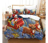 Santa Claus Housse De Couette D Imprim¿¿ Christmas- Parure De Lit Microfibreavec Fermeture ¿¿Clair Housse Couette Imprim¿¿ Avec Taies D'oreiller Single£¿X