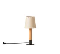 Santa & Cole Basica Minima Tischleuchte, abat-jour en carton beige, pied en bronze
