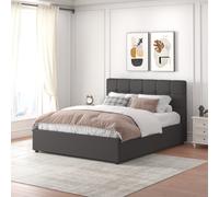 Santa lit avec coffre de rangement 140x190cm velours gris foncé