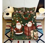 Santa Present Drap Housse Motif 3D Microfibre Doux Résistant Aux Rides | 160x200x25cmCouture Précise Cadeau Chambre Microfibre Doux Décoration Chambre Résistant Aux Rides