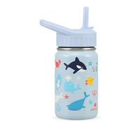 SANTECO 350ml/12oz Bouteilles d'eau pour Enfants, Bouteille Acier Inoxydable Isotherme avec Paille sans BPA et Anti-fuite Réutilisable pour Transport Facile à l'école