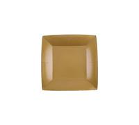 Santex - 10 Assiettes Carton Bio CARRÉES 18CM Or