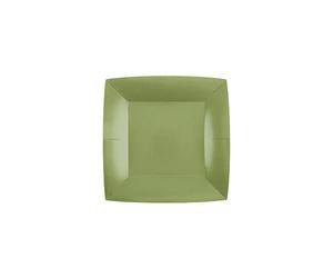 Santex 10 Assiettes Carton Bio CARRÉES 18CM Vert Olive