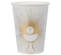 Santex - 10 GOBELETS Communion Carton 7.8X9.7CM Blanc Or