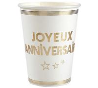 Santex - 10 GOBELETS Joyeux Anniversaire Carton 7.8X9.7CM