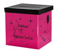 Santex 4884-15 Tirelire Motif Joyeux Anniversaire Tissu Fuchsia 30 x 30 x 3,5 cm