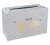 Tirelire - SANTEX MARIAGE - Vive la retraite - Finition métallisée - Blanc et or - Motif inscription