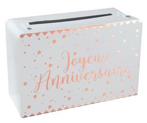 SANTEX 5671-20, Petite Tirelire Valise Joyeux Anniversaire métallisée Rose Gold