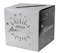 SANTEX Tirelire 6652-4 Joyeux Anniversaire étincelante Blanche/Argent 20 x 20 x 20 cm