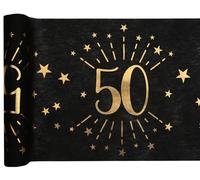 Santex Chemin de table 6787-50-30 Âge étincelant métal noir/doré 50 ans 30 cm x 5 m