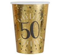 SANTEX 6788-50, Sachet de 10 Gobelets Âge étincelant métal, 50 Ans