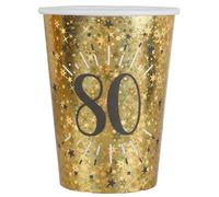 SANTEX 6788-80, Sachet de 10 Gobelets Âge étincelant métal, 80 Ans