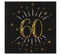 SANTEX 6790-60, Sachet de 10 Serviettes Age étincelant métal 60 Ans