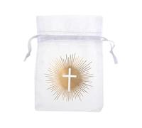 SANTEX 6849-3, Sachet de 6 Bourses Organdi Cérémonie Religieuse Blanches
