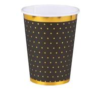 Santex 7095-11, Lot de 10 Gobelets Pois dorés 25cl, Noir
