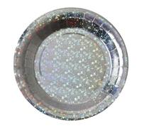 SANTEX 7189-4, Sachet de 10 Assiettes Etincelantes métal Argent
