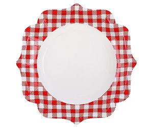 SANTEX 7269-7, Lot de 10 Assiettes A la Campagne Vichy Rouge