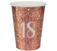 SANTEX 7349-18, Sachet de 10 Gobelets Âge étincelant métal 18 Ans Rose Gold