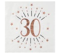 SANTEX 7350-30, Sachet de 20 Serviettes Âge étincelant métal 30 Ans Rose Gold