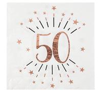 SANTEX 7350-50, Sachet de 20 Serviettes Âge étincelant métal 50 Ans Rose Gold
