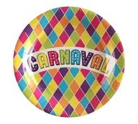 SANTEX 7358-99, Lot de 10 Assiettes Carnaval arlequin 22,5cm Multicolores