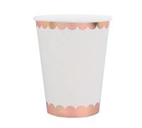 SANTEX 7662-20, Lot de 10 Gobelets festonnées 25cl, Blanc/Rose Gold